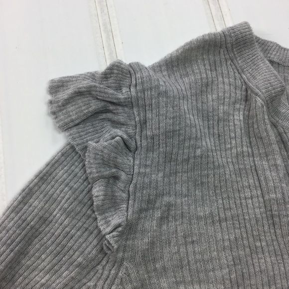 Madewell XL Gray Ruffle Sleeve Pullover Sweater Ribbed Knit Lightweight Top NEW - Picture 8 of 8